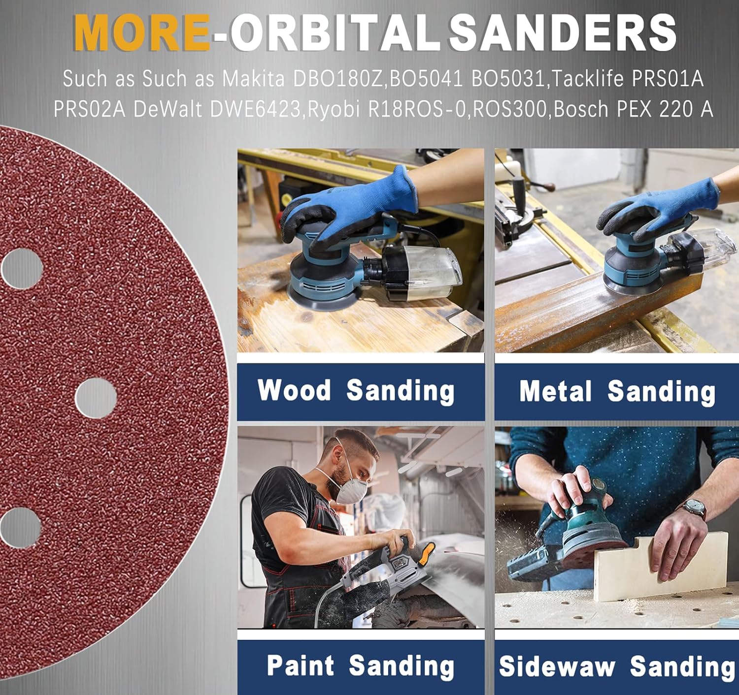 125mm Sanding Discs 100pcs kit for Wood, 10Pcs Each 40 60 80 100 120 180 240 320 400 800 Grits - LESNIC ABRASIVE LIMITED